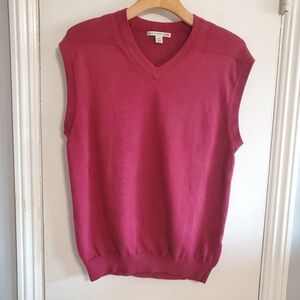 Cutter & Buck Men's Red Supima Cotton Blend V Neck Sweater Vest Preppy Golf
